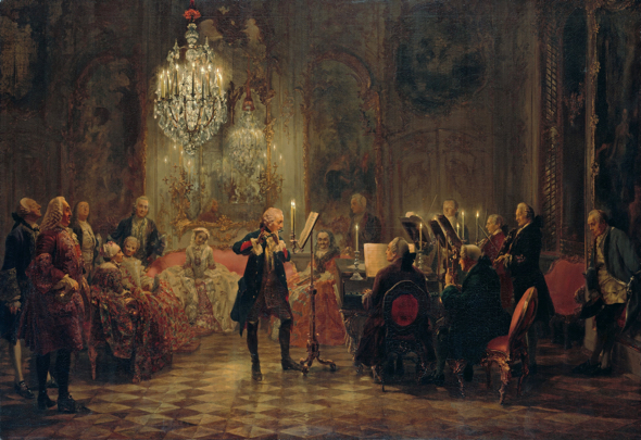 Concert for flute with Frederick the Great in Sanssouci by Adolph von Menzel  (1815–1905)