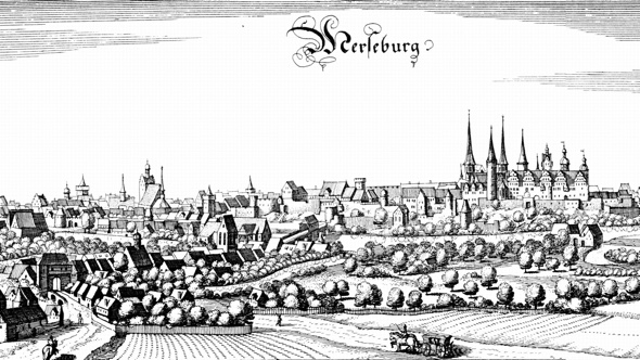Etching of Merseburg by Matthäus Merian (1593-1650)