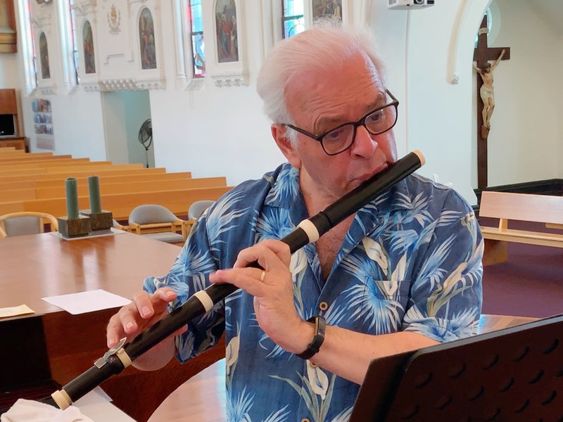 Greg playing his G.A. Rottenburgh flute